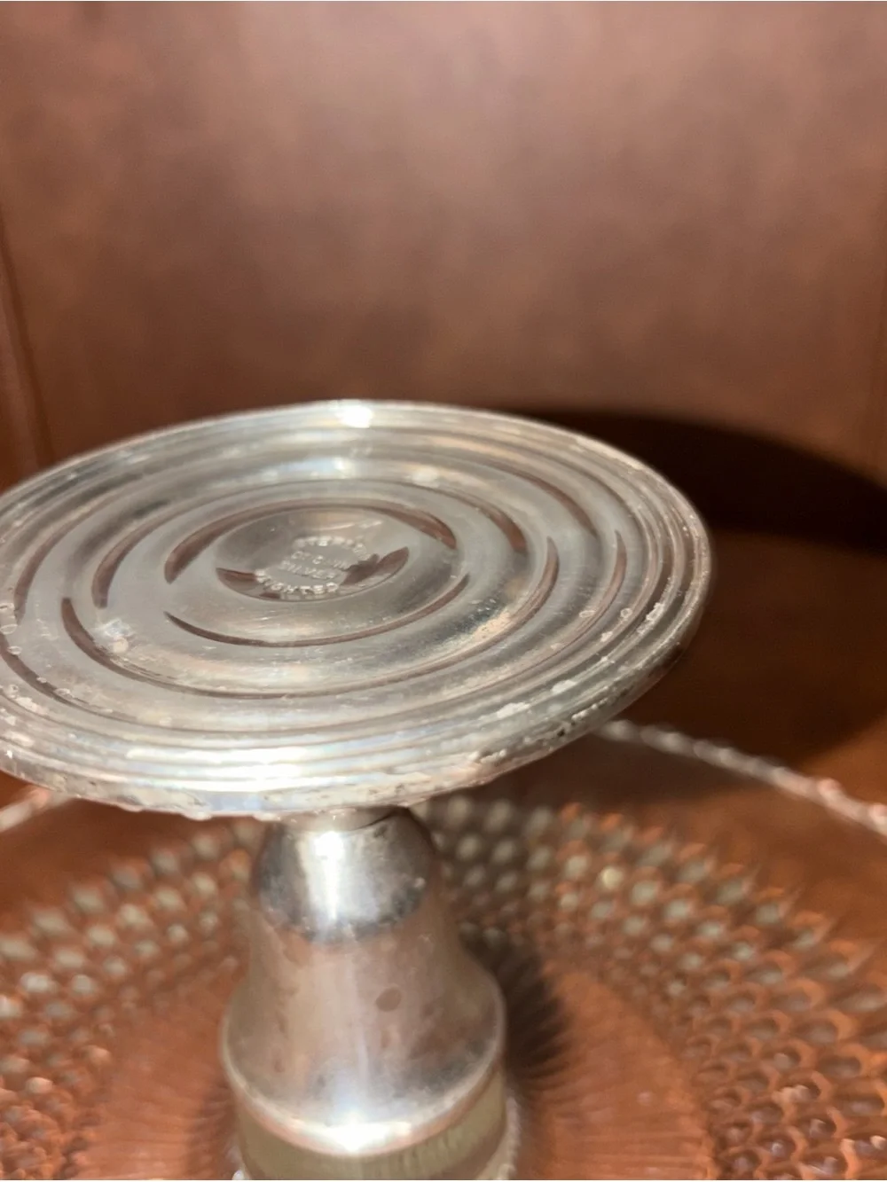 Vintage Duchin Sterling Silver removable Bottom Glass Pedestal Cake Stand 10.5 - Picture 6 of 10